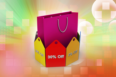 Shopping bag with discount tagsの写真素材