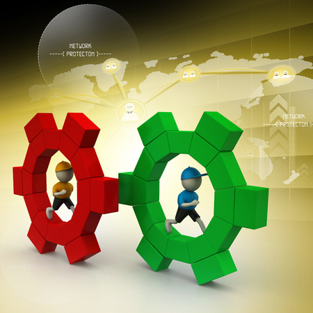 3d people running the gearの写真素材