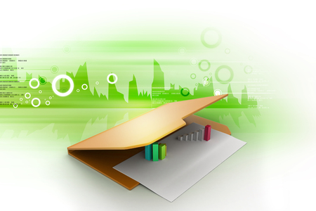 Folder icon with paper sheet and 3D Graphの写真素材