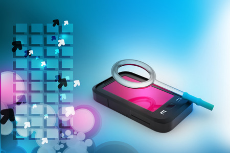 smart phone with magnifying glassの写真素材