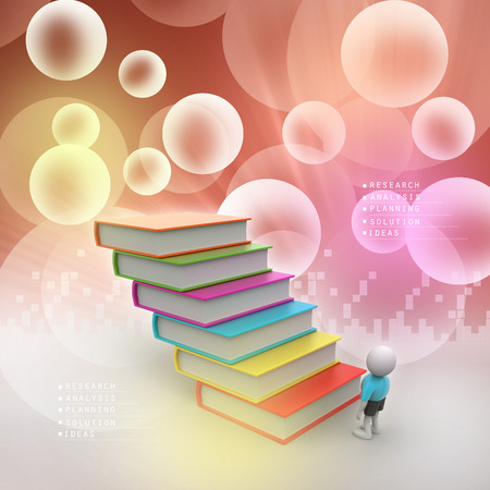 3d student and books, education conceptの写真素材
