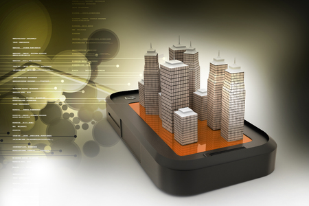 Building on the top of smart phoneの写真素材