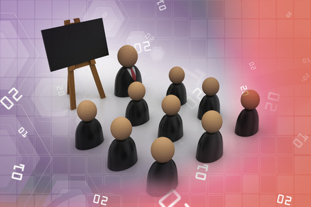 Icon of peoples in business suit and blackboardの写真素材