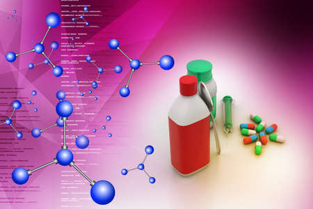 Medical bottles and pillsの写真素材