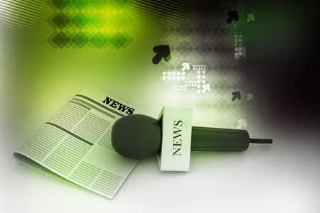 Microphone with newspaperの写真素材