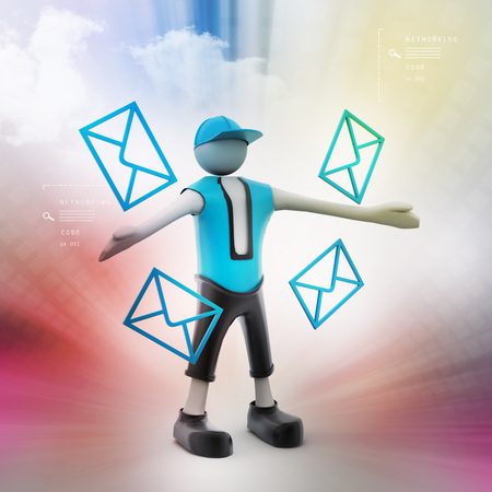 man with envelope, message conceptの写真素材