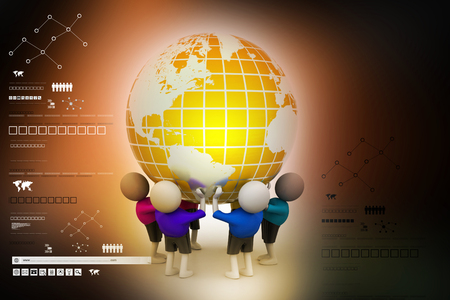 People kept the globeの写真素材