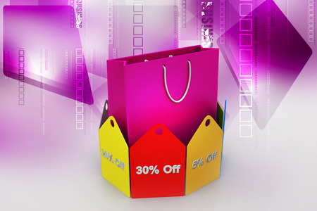 Shopping bag with discount tagsの写真素材