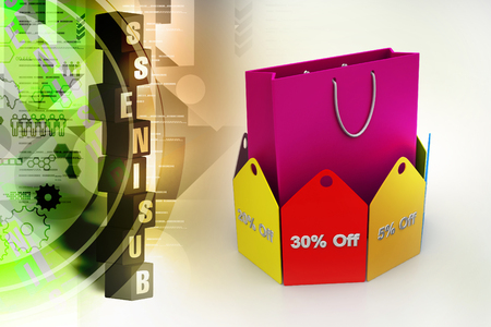 Shopping bag with discount tagsの写真素材