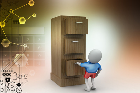 3d man with an open black safe boxの写真素材