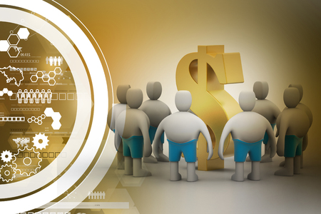 3D people around dollar signの写真素材