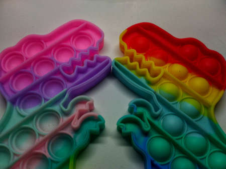 cute and beautiful colorful photo of children's toysの写真素材