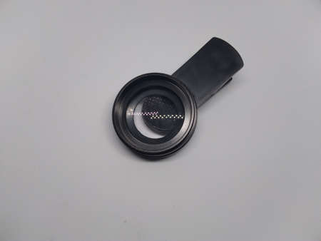 photo of cellphone camera lens on a white backgroundの写真素材