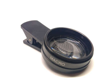 photo of cellphone camera lens on a white backgroundの写真素材