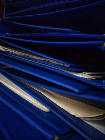 photo of blue paper storage in the workspaceの写真素材