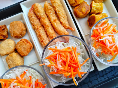 Vietnamese style food, fried noodle with sweet and sour sauce