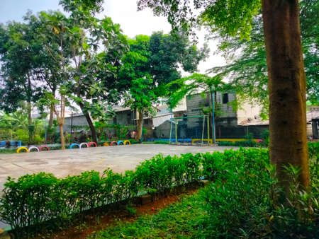 View of the playground in the public park in Bangkok, Thailand.
