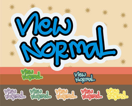 new normal typography various of color vector illustrations with brown background in sands desert ideasのイラスト素材