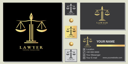 luxury gold master lawyer pillar  logo premium template with elegant business card vector eps 10のイラスト素材