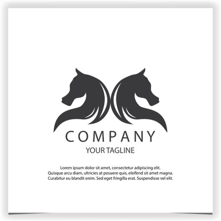 twin horse head logo creative premium elegant template vector eps 10のイラスト素材