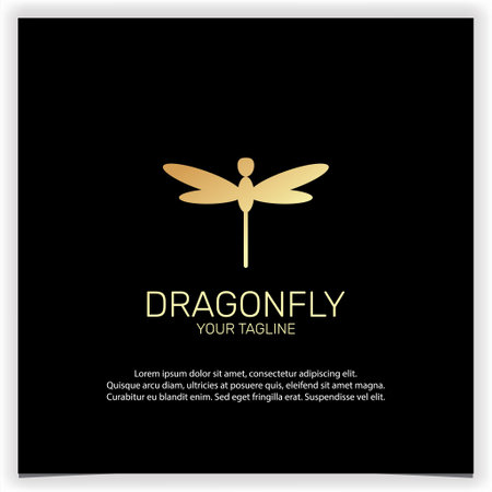 Golden Dragonfly wings, Butterfly Insect Fly Minimalist elegant line art style logo creative premium elegant template vector eps 10のイラスト素材