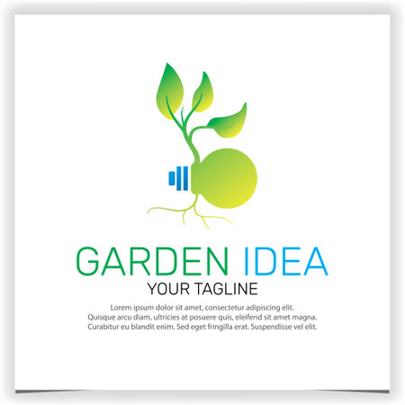 Hexagon Light Bulb Lamp with Leaf for Creative Garden Plant Farm Innovation Idea Logo design creative premium elegant template vector eps 10のイラスト素材