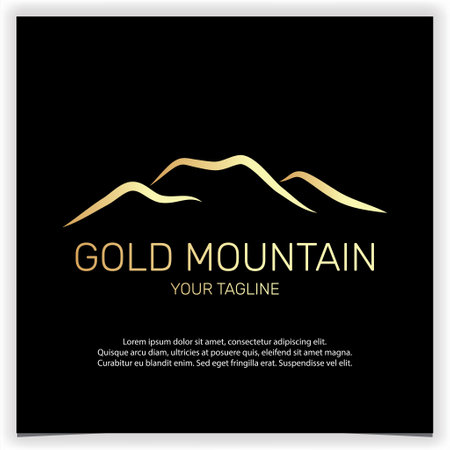gold mountain logo design creative premium elegant template vector eps 10のイラスト素材