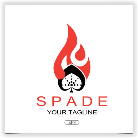 simple ace spade leaf flame tree for game card poker club logo designのイラスト素材