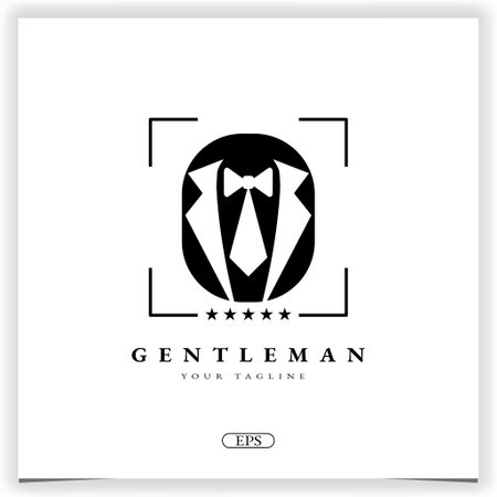 Bow tie tuxedo suit gentleman fashion tailor clothes vintage classic logo bussines design premium elegant template vector eps 10のイラスト素材