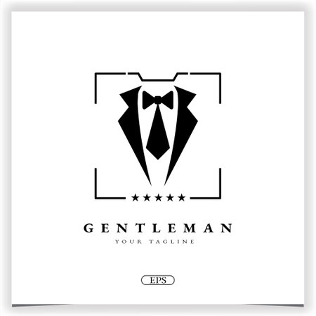 Bow tie tuxedo suit gentleman fashion tailor clothes vintage classic logo premium elegant template vector eps 10のイラスト素材