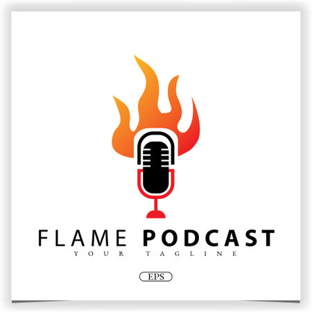 flame podcast logo premium elegant template vector eps 10のイラスト素材