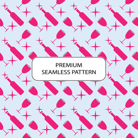 wine bottles and glasses seamless pattern abstract premium vector designのイラスト素材