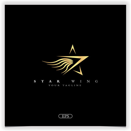 Gold Star wing logo premium elegant template vector eps 10のイラスト素材