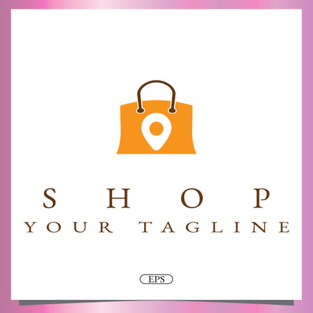 Pin location bag shop  logo premium elegant template vector eps 10のイラスト素材