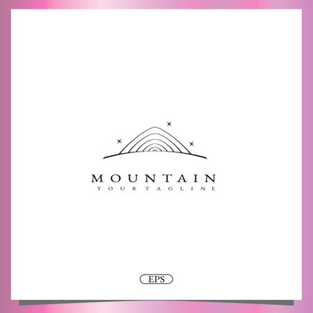 outline mountain logo premium elegant template vector eps 10のイラスト素材