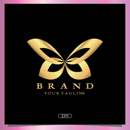 gold ribbon butterfly logo premium elegant template vector eps 10のイラスト素材