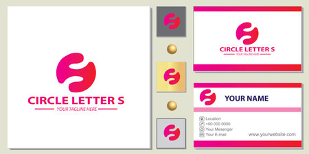Circle letter S logo premium template with elegant business card vector eps 10のイラスト素材