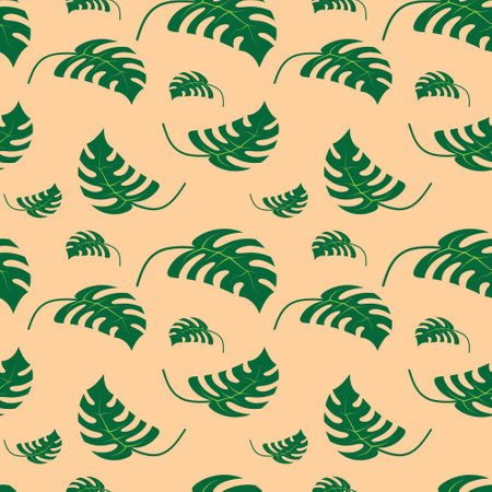 Summer background seamless pattern with tropical leaf monstera abstract premium vector design