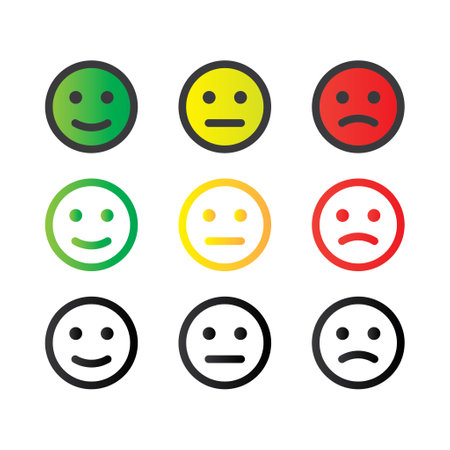 Vector rating emotion faces sad happy mood icons emoji icons satisfaction level feedback illustration premium design vector eps10のイラスト素材