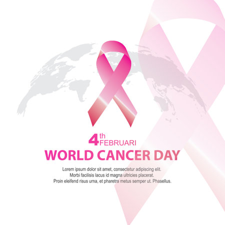 4th february world cancer day social media poster design templateのイラスト素材