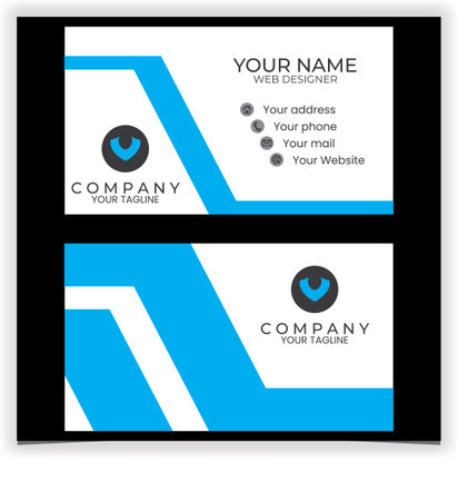 Vector business card blue with white flat design templateのイラスト素材