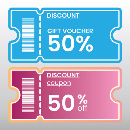 Gift voucher template isolated on gray background discount coupon 50 off promotion sale vectorのイラスト素材