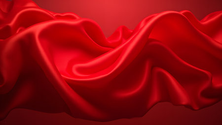 Red silk on a red background. 3d rendering, 3d illustration.の素材