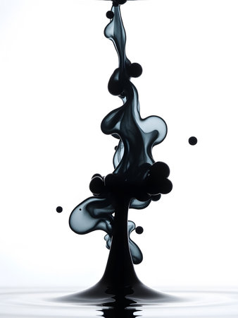 Splash of black paint isolated on white background. 3d renderingの素材