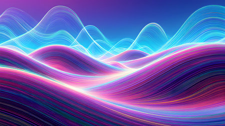 Abstract colorful background with wavy lines. Vector illustration for your designの素材