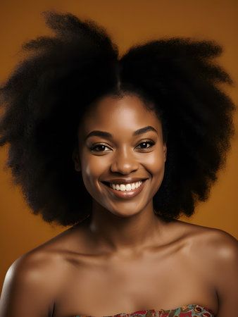 Beautiful african american young woman with afro hairstyleの素材