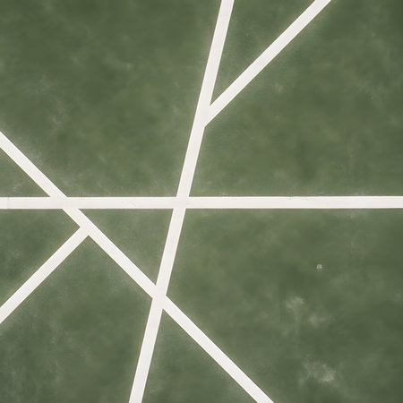 Tennis court with white line on green background, sport concept.の素材