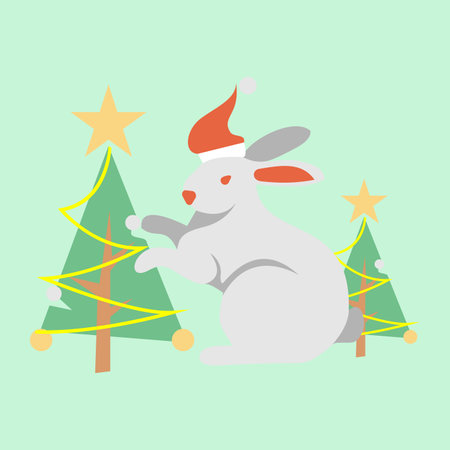 christmas rabbitのイラスト素材