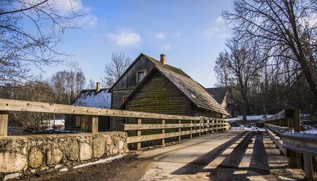 Birdge with old housesのeditorial素材