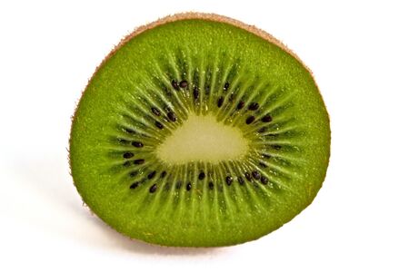 Closeup of a kiwi on a white backgroundの写真素材